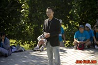 Paul Nguyen gives a speech at First Step Summer Camp.