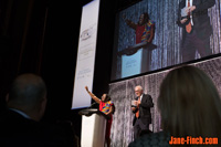2014 YWCA Toronto Woman of Distinction award recipient Dr. Akua Benjamin shouts 'no justice, no peace'